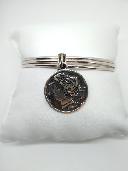 Bracciale argento 925 donna rigido con moneta SUALI' BM1946 | Gioiellitosti.it